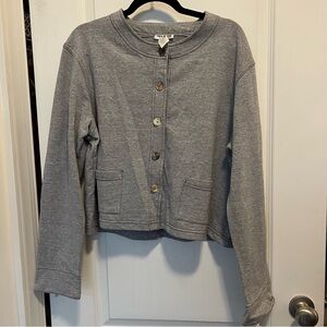 NWT Mia Kaye New York Gray 90% cotton cropped boxy sweatshirt jacket